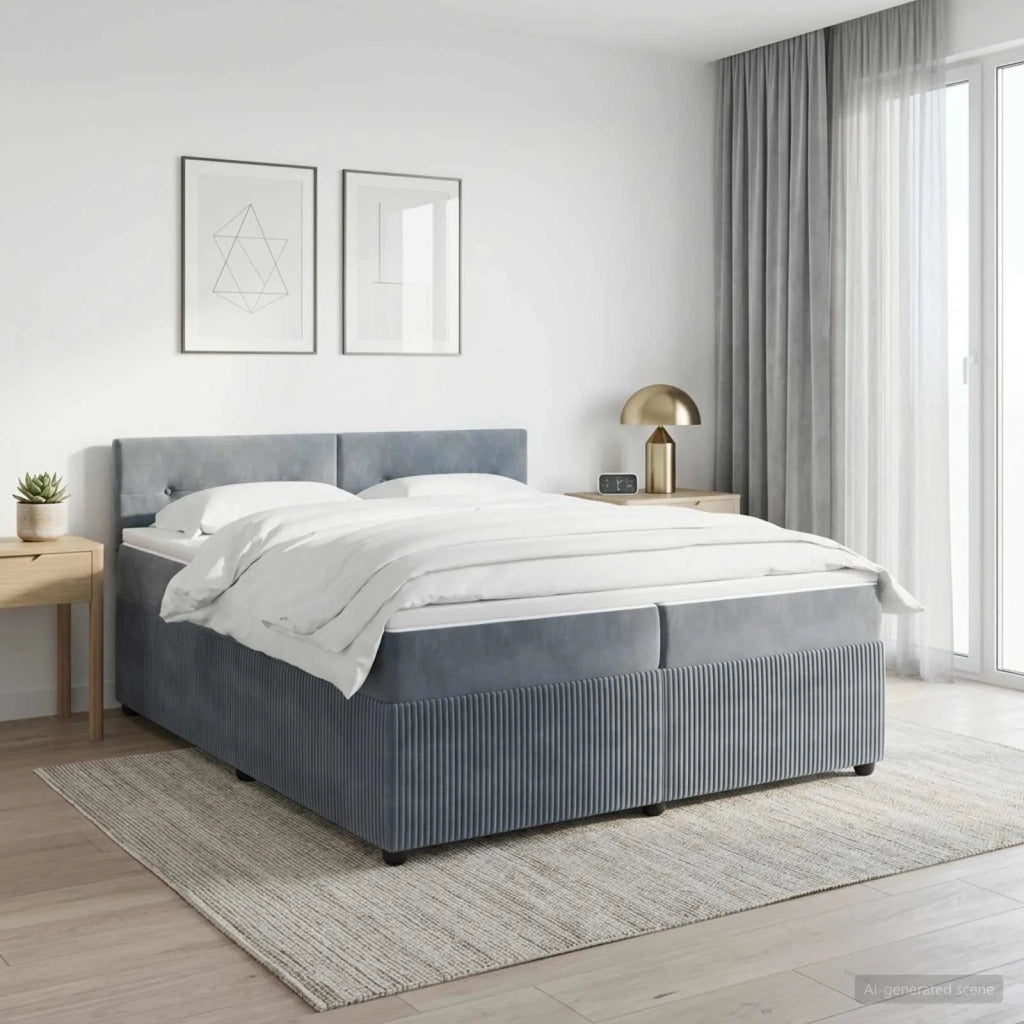 Letto box spring con materasso Grigio Scuro 200 x 200 cm 3451746
