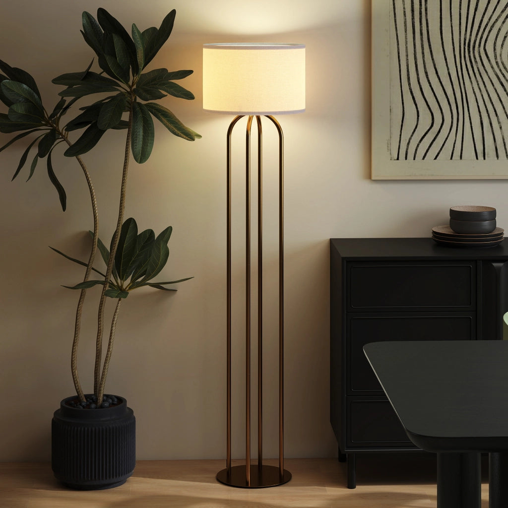 Lampada da terra ¨C Minimal ¨C dorato e beige ?38x161cm