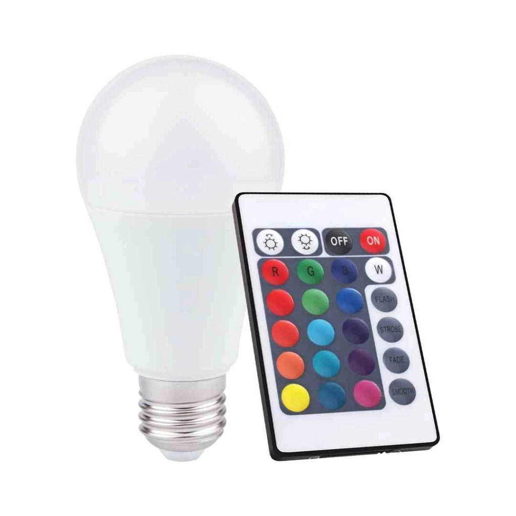 Lampadina LED RGB 10W E27 Eko-Light EK8049 bianca con telecomando