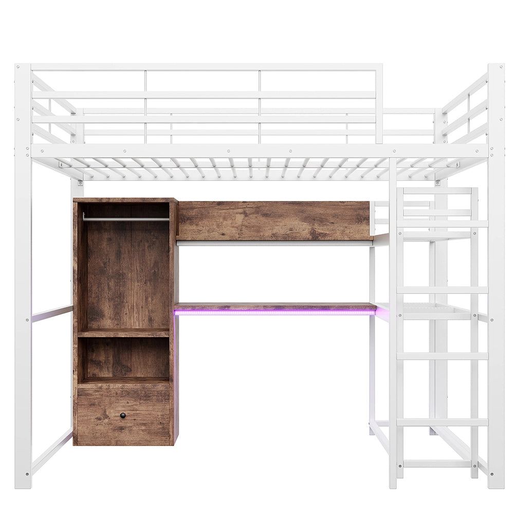 Letto a soppalco - Xylo - 140x200 cm LED bianco