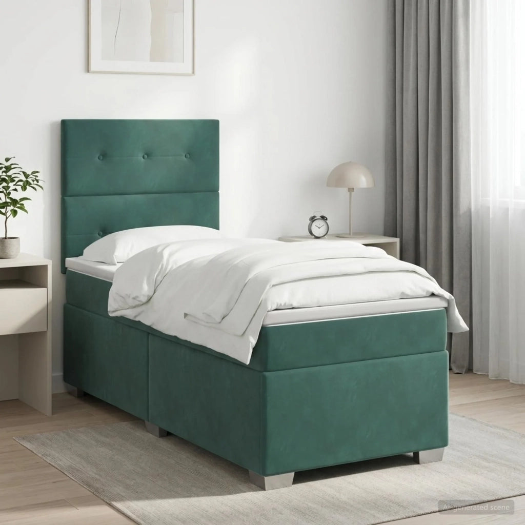 Letto box spring con materasso Verde Scuro 100 x 200 cm Velluto 3453587
