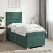 Letto box spring con materasso Verde Scuro 100 x 200 cm Velluto 3453587