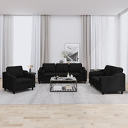 Set Divani 3 pz con Cuscini Nero in Tessuto 3201790