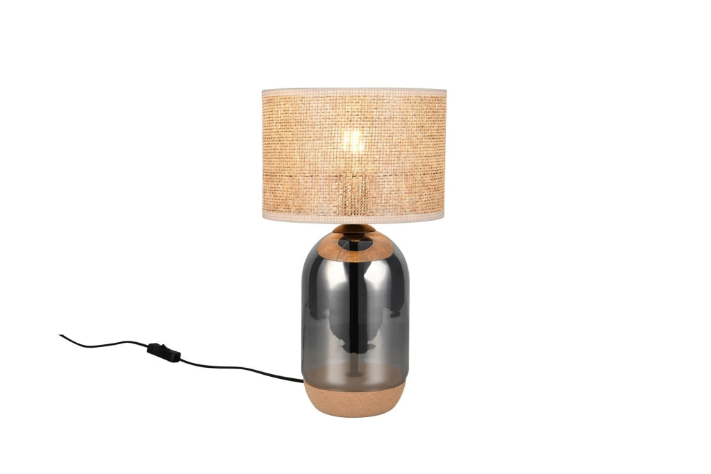 Lampada tavolo TARA vetro cromo vimini 43cm E27 Trio