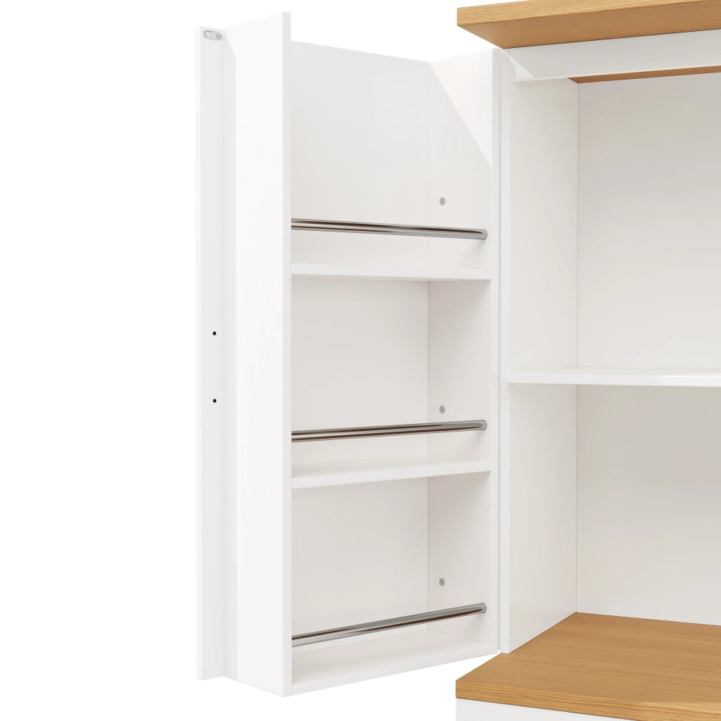 OKWISH Credenza Alta da Cucina con Ripiani Aperti e Cassetti, Sistema Antiribaltamento, MDF, Bianco, 80 x 40 x 180 cm