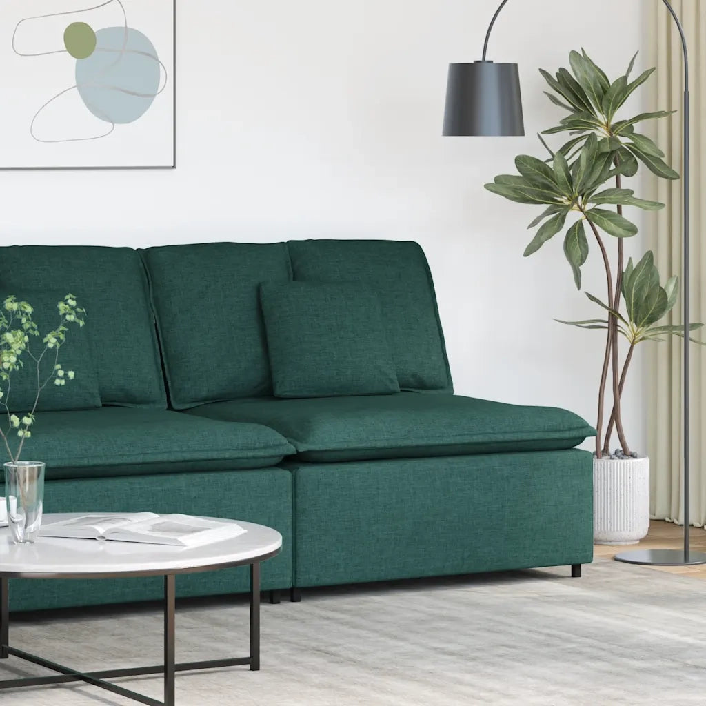 Modulo Centrale Divano Modulare con Cuscini Verde Scuro 100 cm 4104421