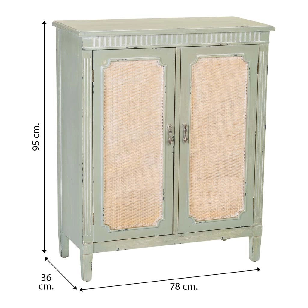 Mobile da ingresso in legno con verde 78x36x95h