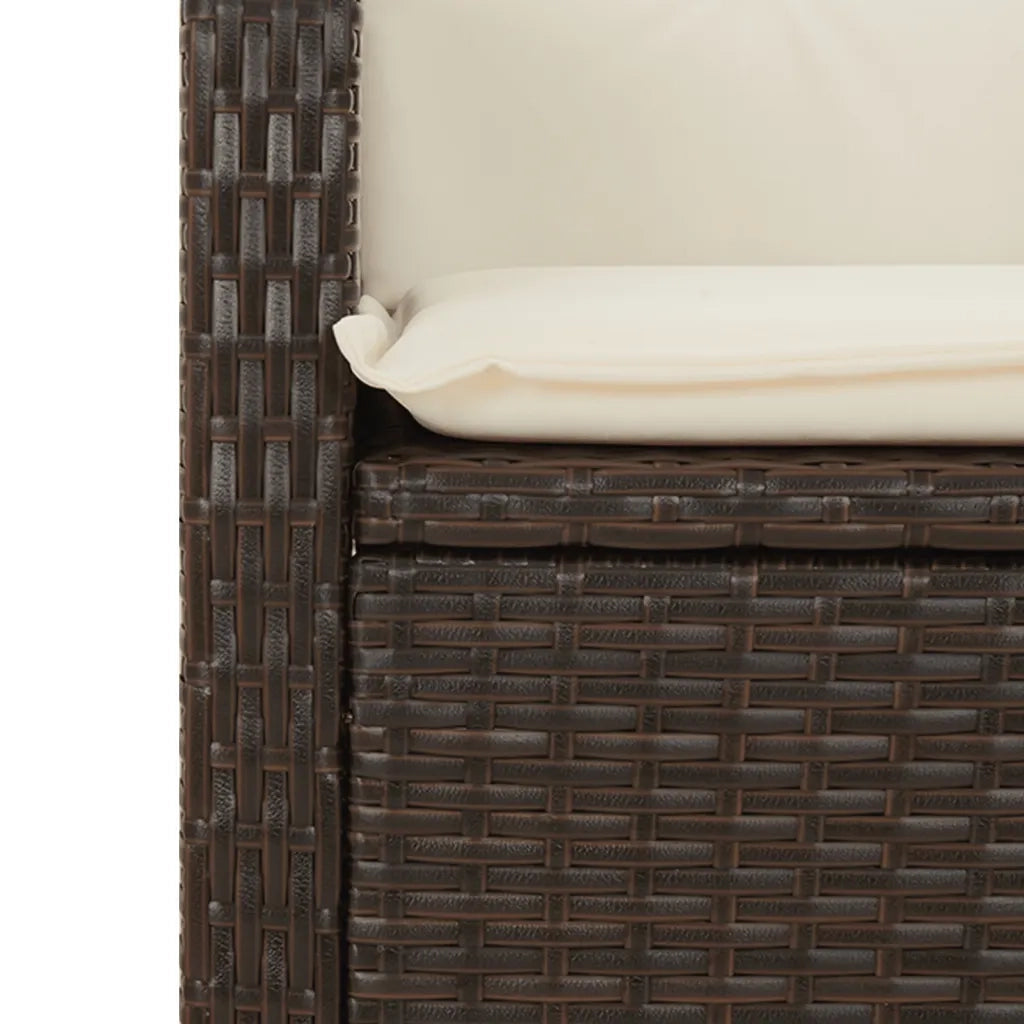 Set da Pranzo da Giardino 5pz con Cuscini in Polyrattan Marrone 3212765