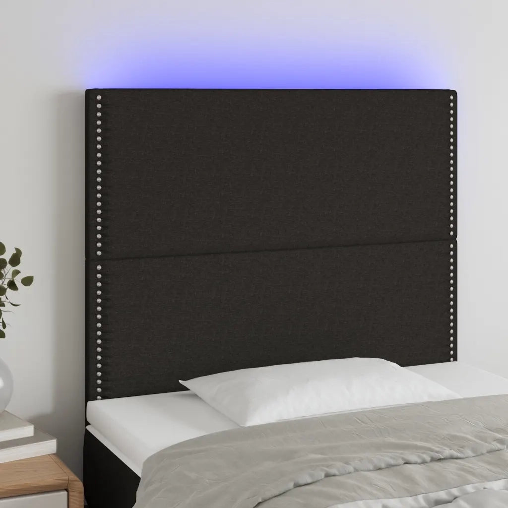 Testiera a LED-Testata con LED nero 90x5x118/128 cm in Tessuto 923353