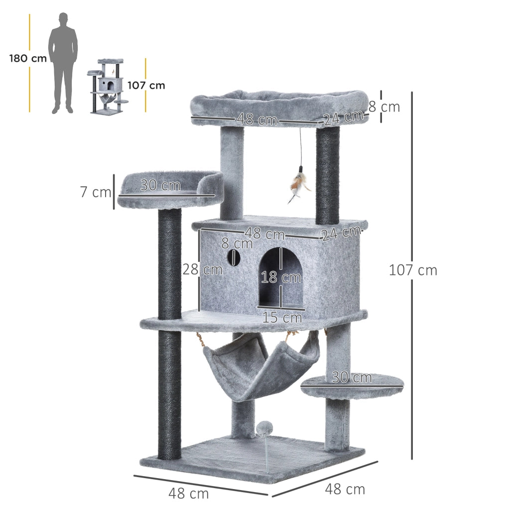 Albero Tiragraffi per Gatti ¨C Minimal ¨C Grigio 48x48x107 cm