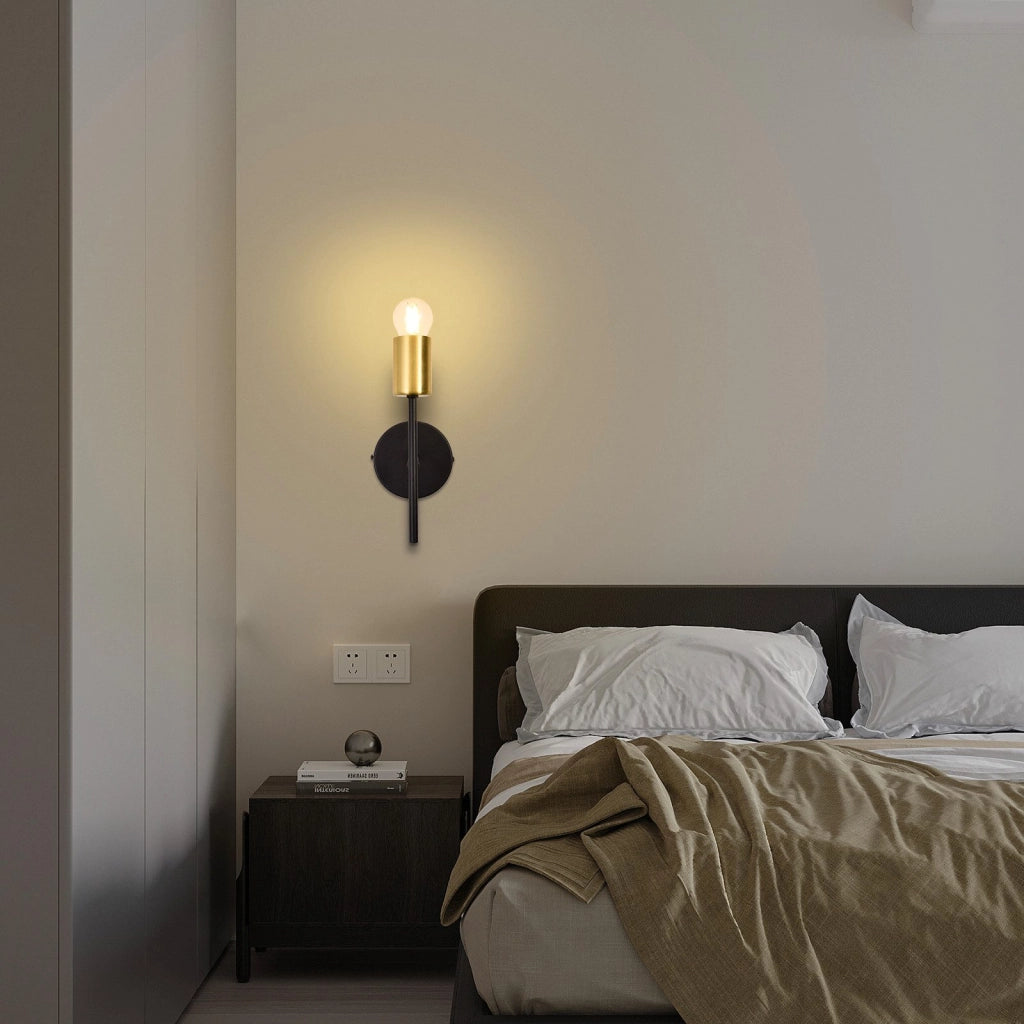 ZMH Applique da parete per interni 2ER nero oro E27 lampada industriale da corridoio retrò per scale