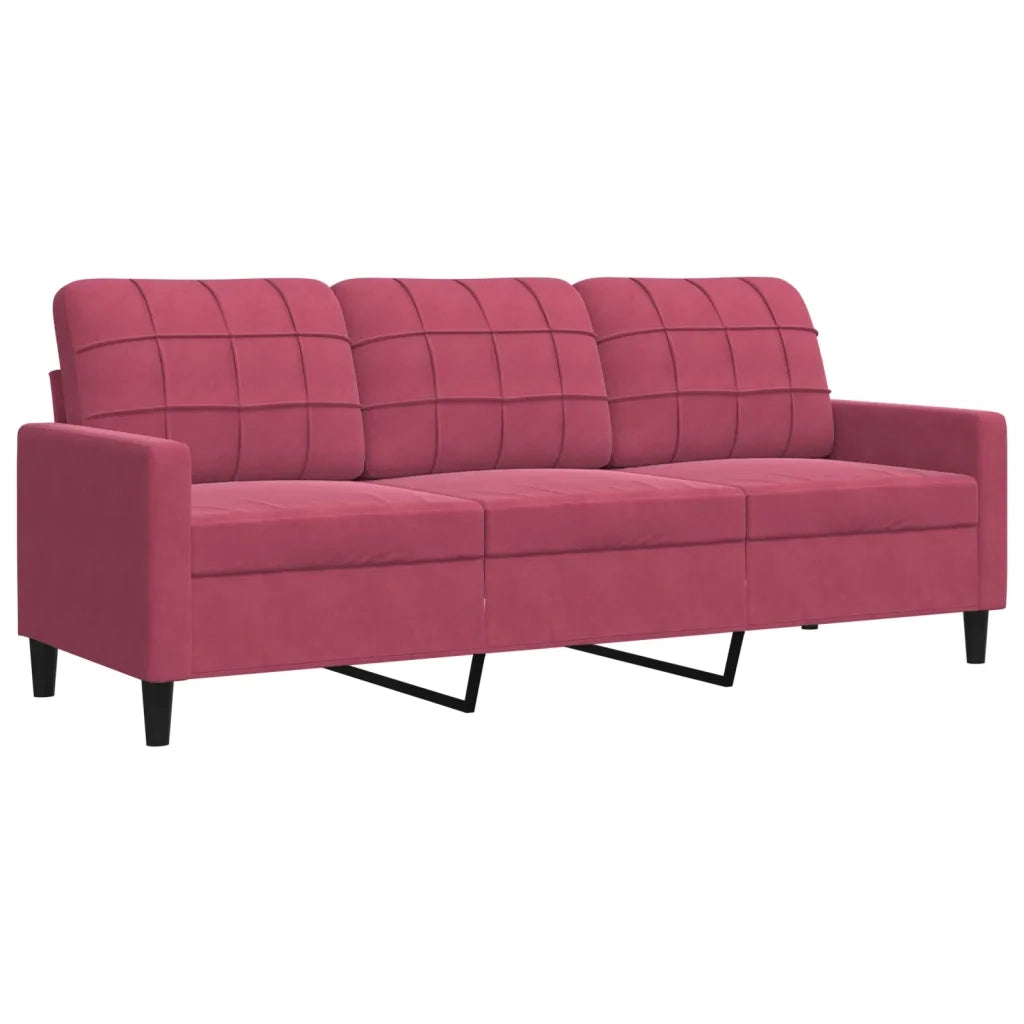 Set di Divani 4 pz con Cuscini e Rinforzi Rosso Vino in Velluto 3278385