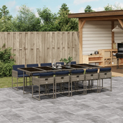 Set da pranzo da giardino da 11 pz con Cuscini in Polyrattan Grigio 3278064