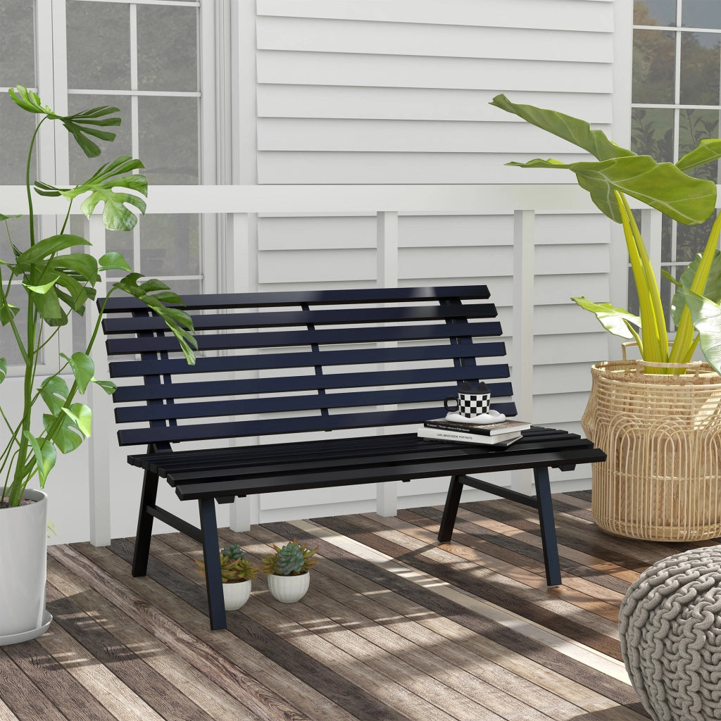 Panchina da giardino 2 posti ¨C Xylo ¨C Alluminio nero a doghe 123x67x79cm