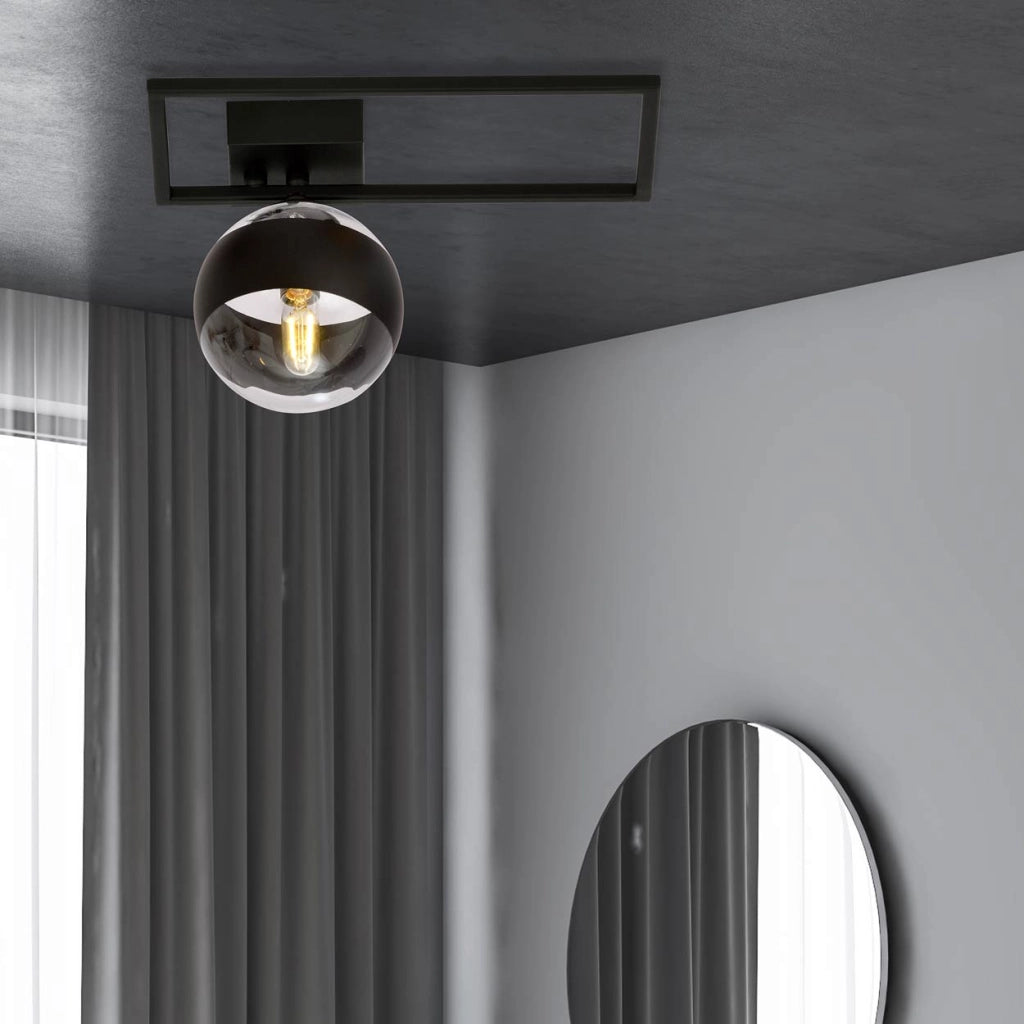 Plafoniera Emibig Imago 1 luce E14 nera trasparente