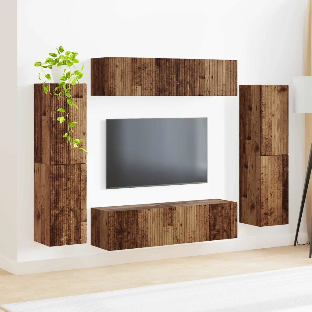 Set mobile TV 8 pcs Legno vecchio Legno multistrato 3409139