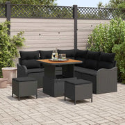 Set Divano da Giardino con cuscino con archiviazione 8 pcs Nero 3364209