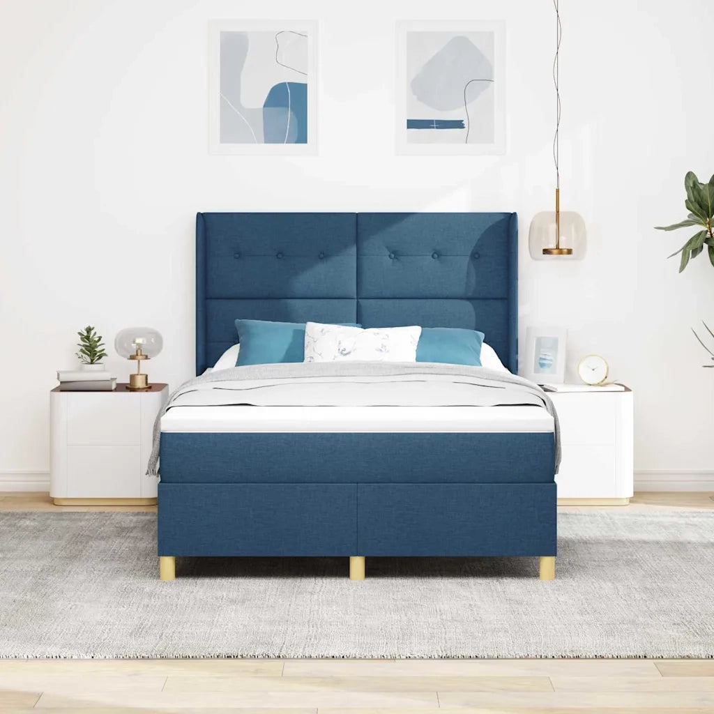 Letto a molle con strisce LED Blu 140 x 200 cm Tessuto 3343699
