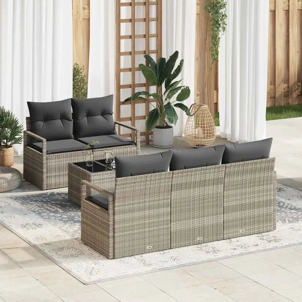 Set di divani 6 pcs Grigio chiaro polyrattan
