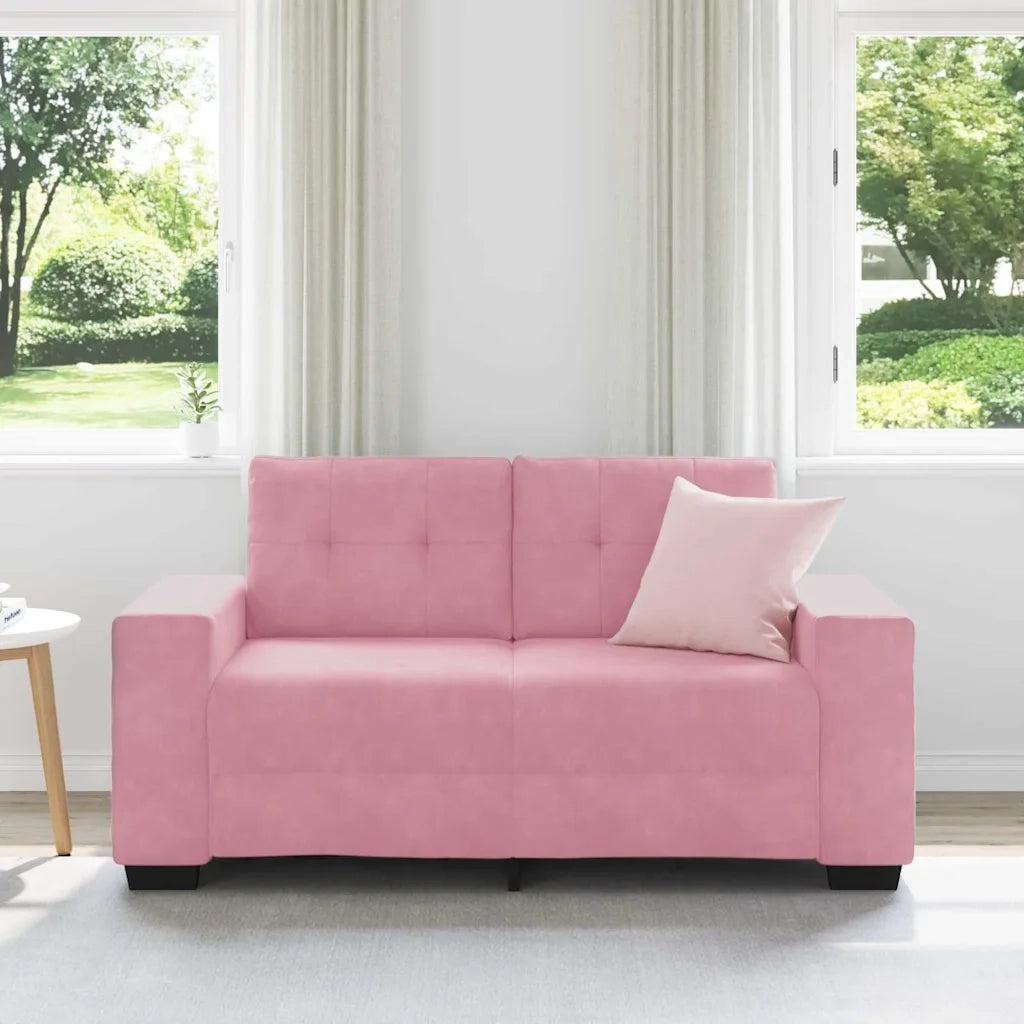 Divano a due posti con cuscino-Sofa 2 Posti Rosa Velluto
