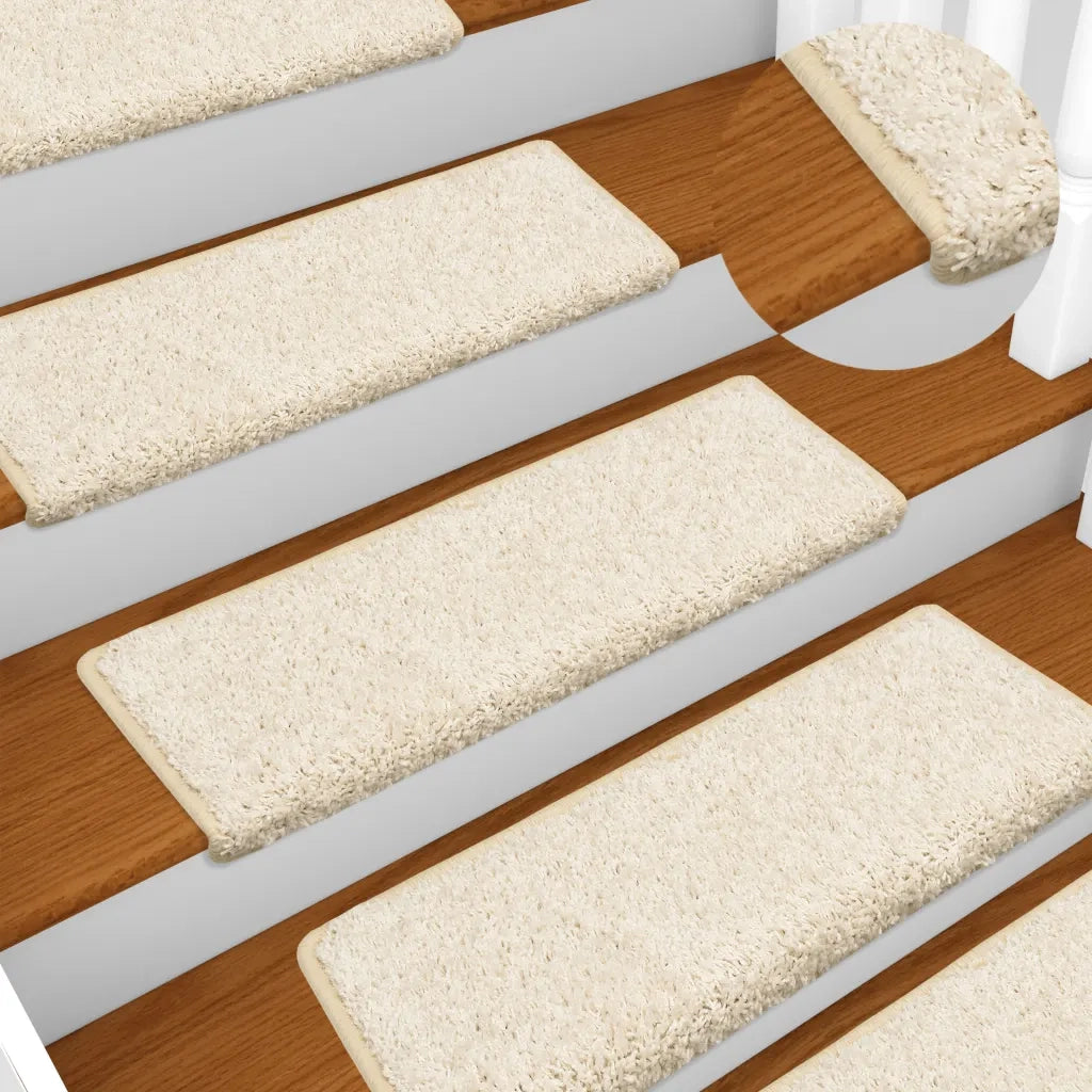Tappetini per scale 15 pz 65x21x4 cm bianchi con bordo rettangolare 134581