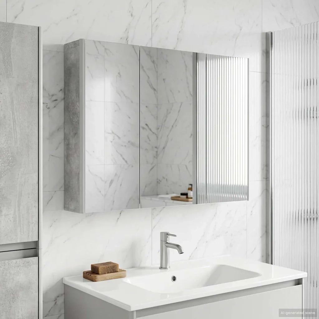 Mobiletto per specchio da bagno Grigio cemento 889274