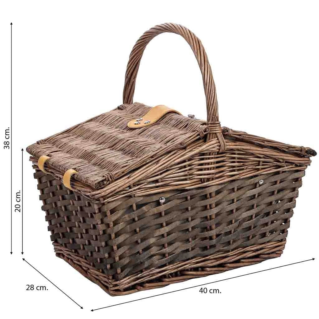 Cestino da picnic per 2 persone, marrone, 40x28x20/25/38h cm