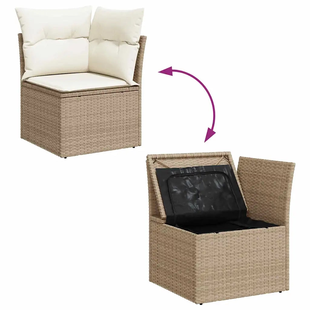 Set Divano da Giardino con archiviazione 8 pcs Beige polyrattan 3354080