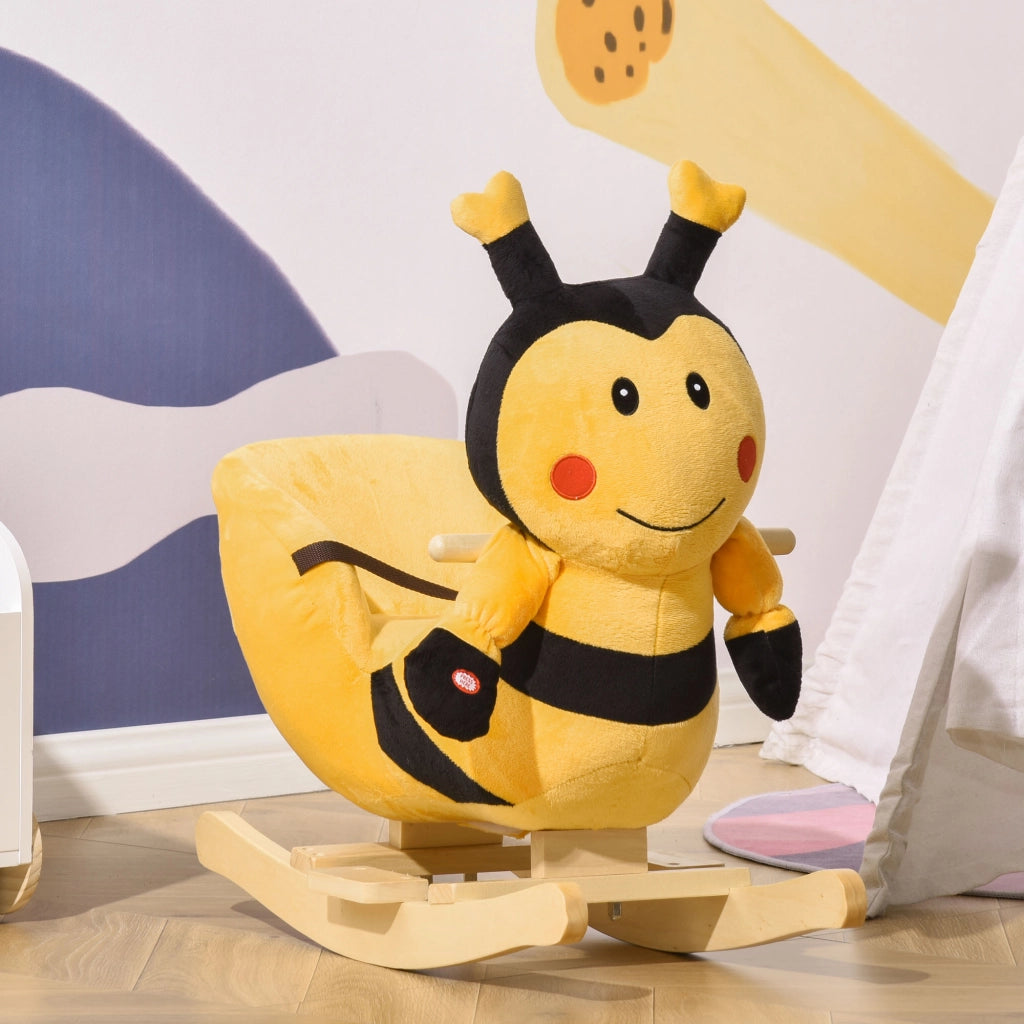 Dondolo Ape Legno per Bambini ¨C Minimal ¨C Giallo e Nero 60x33x45 cm