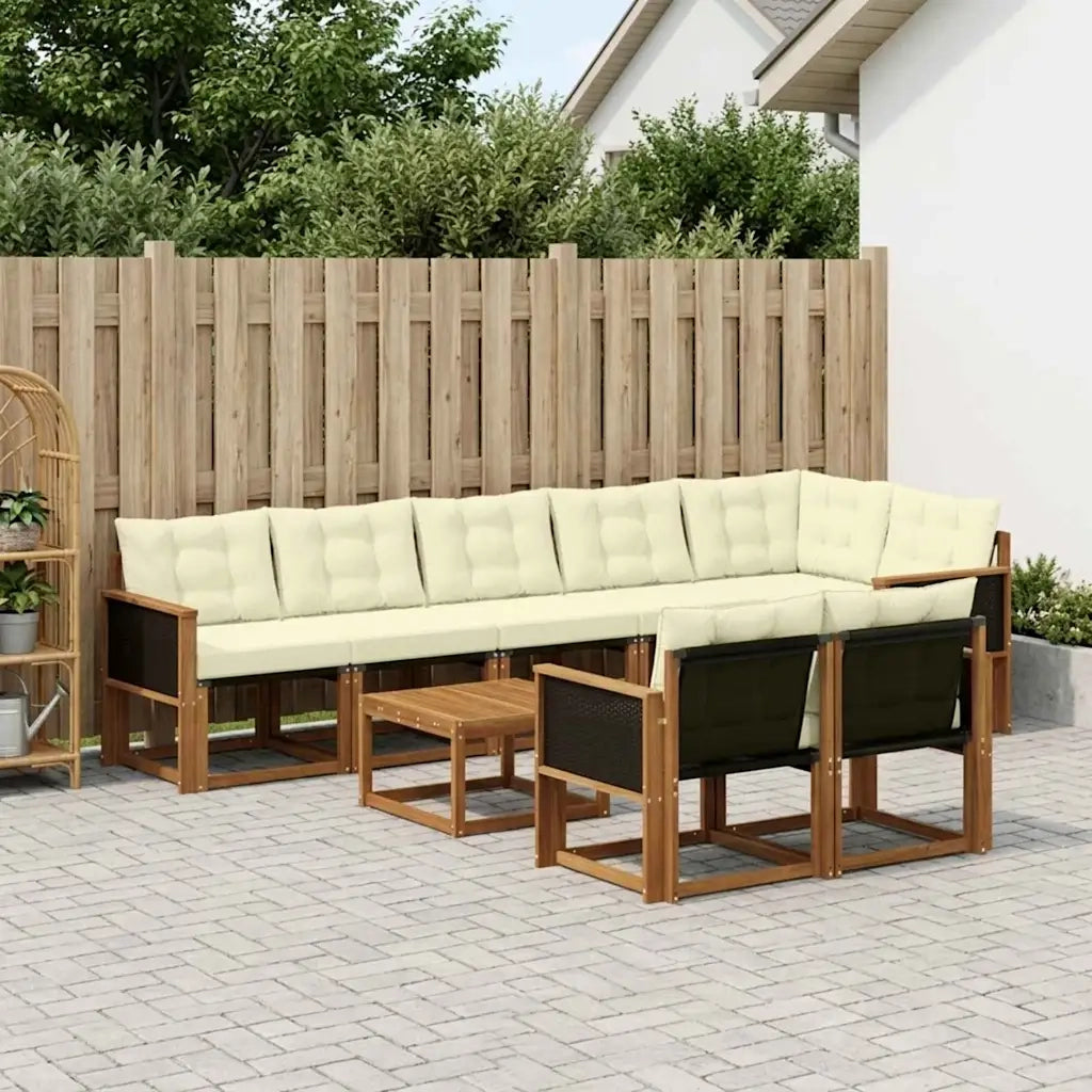 Set di divani da esterno con cuscino 9 pcs Naturale e Crema 3382038