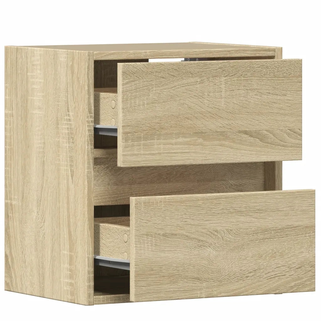 Comodini a Parete con luci LED 2 pz Rovere Sonoma 3307966