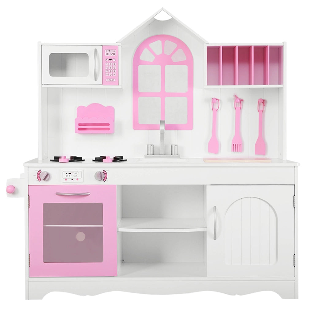 Set da cucina giocattolo per bambini, Set cucina in legno con pentole in legno accessori da cucina 106,5x32x109cm