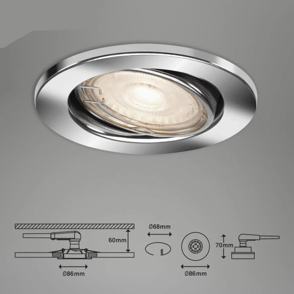 Set 3 faretti Sten da incasso orientabili GU10 Ø 8,6 cm cromo