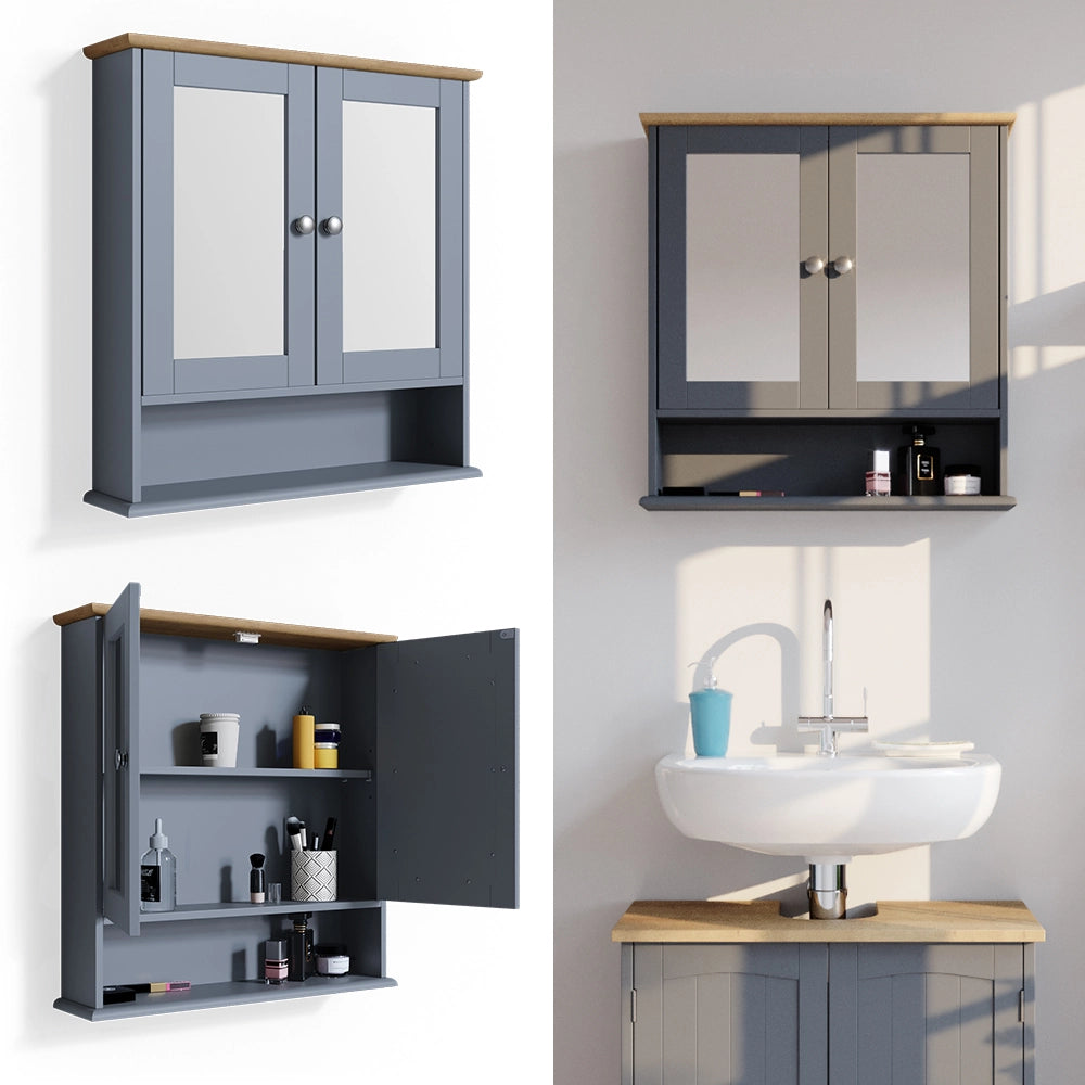 Vicco Specchio contenitore bagno Grigio 56 x 58 cm