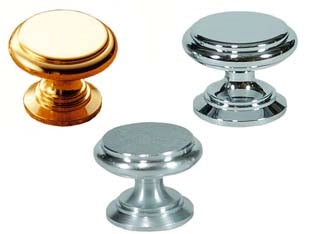 POMOLI PER MOBILI IN OTTONE PIATTI SAGOMATI- - ø mm.20 in ottone oro lucido - 5 pezzi