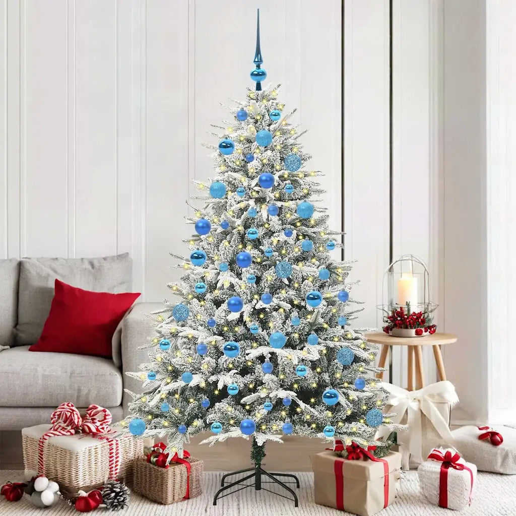 Albero di Natale Artificiale Pre-illuminato con Set di Palline