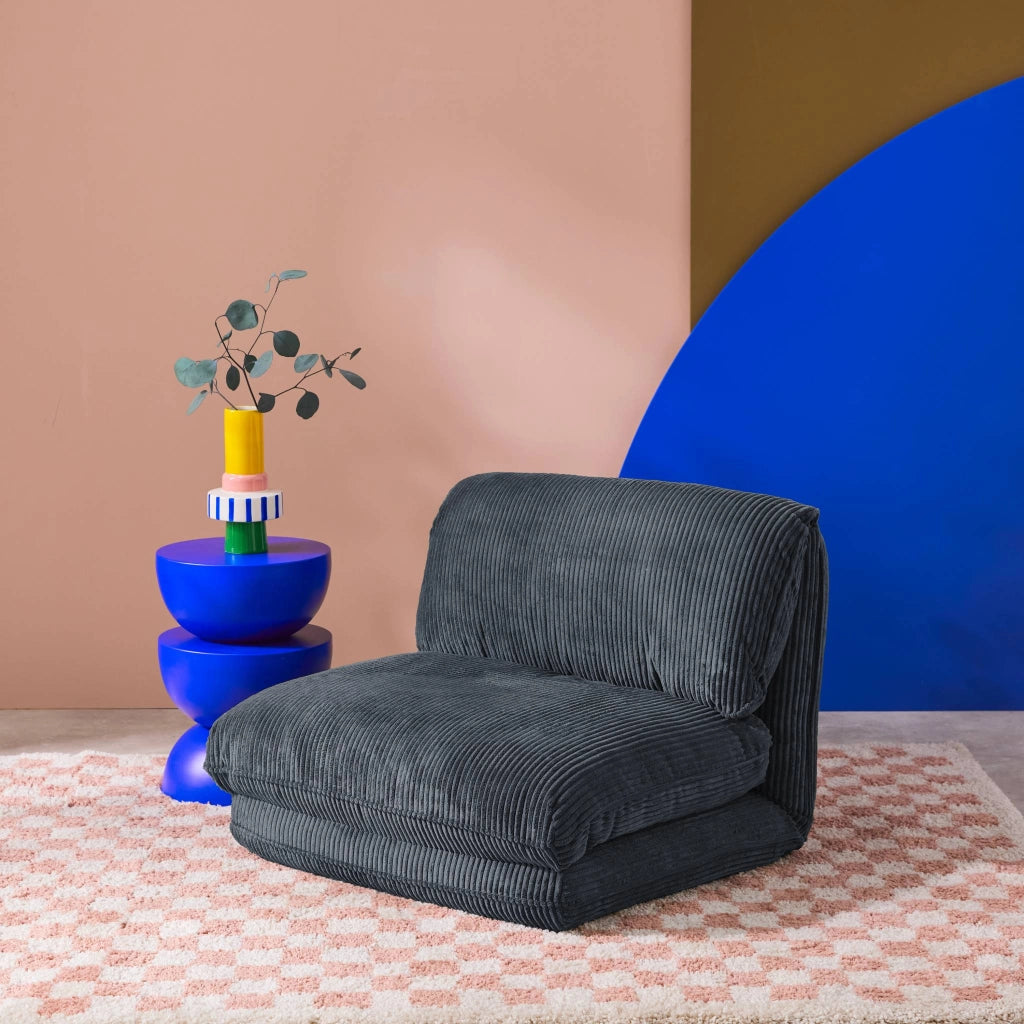 Poltrona letto convertibile velluto a coste grosse coste, blu scuro