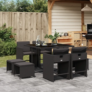 Set da Pranzo da Giardino 9 pz con Cuscini Nero in Polyrattan 3211135