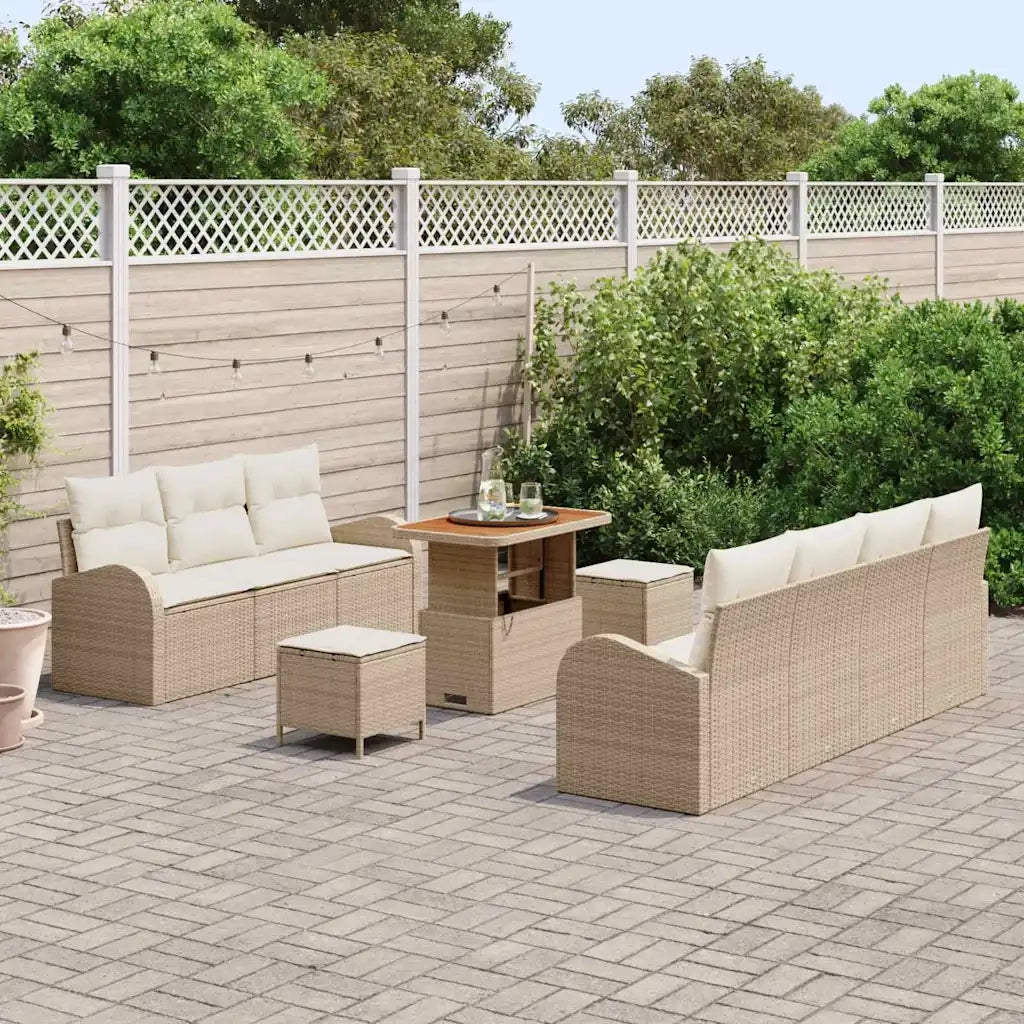 Set Divano da Giardino con cuscino 10 pcs Beige e Crema 3364311