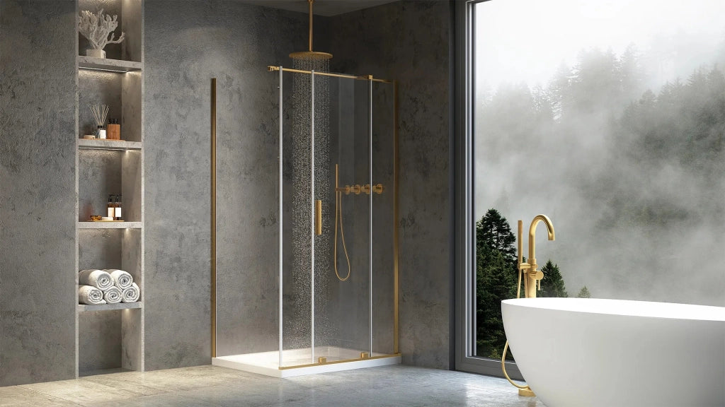 Cabina Doccia Rea Montana Gold Brush 140x90