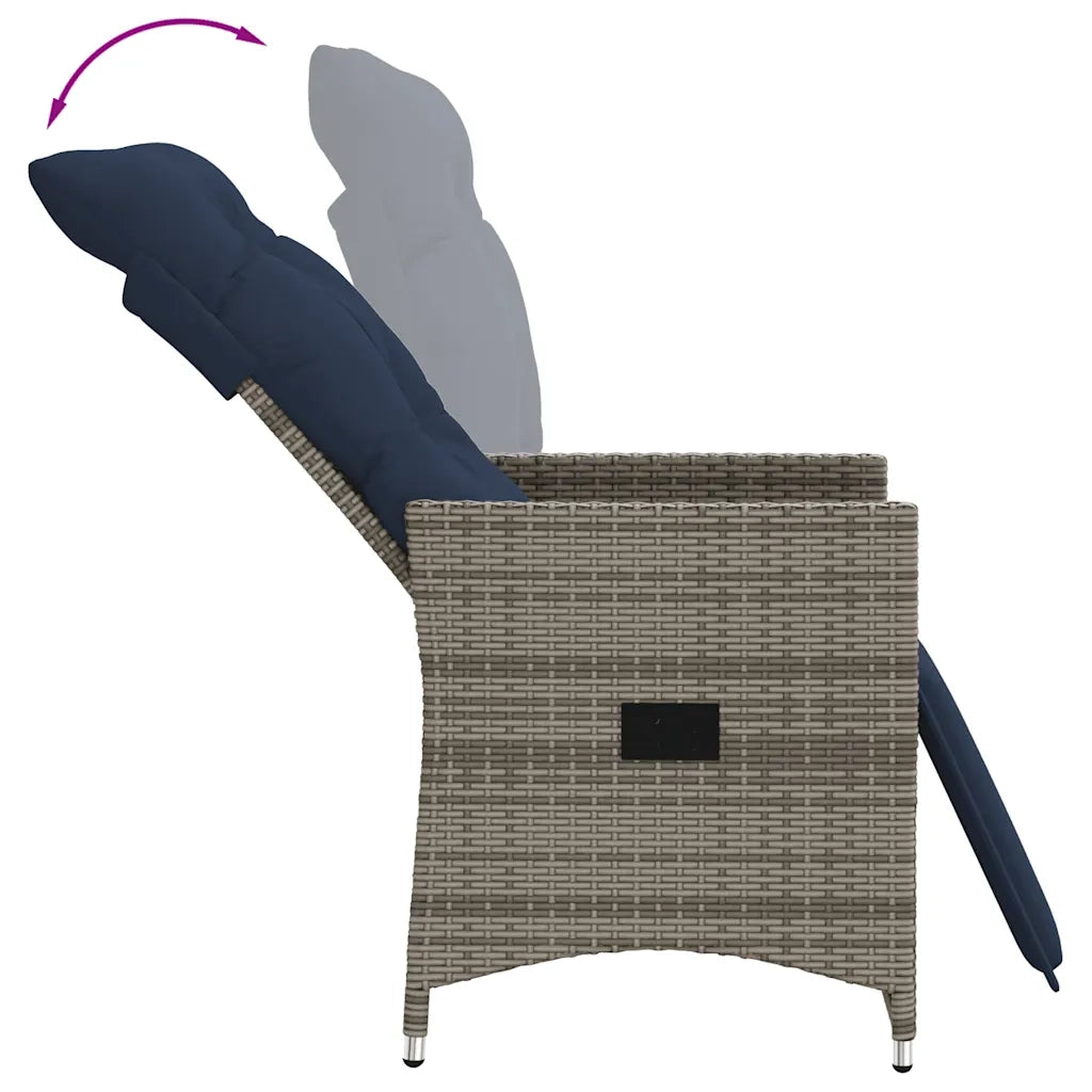 Set da Bistrot 3 pz con Cuscini Grigio in Polyrattan 365677