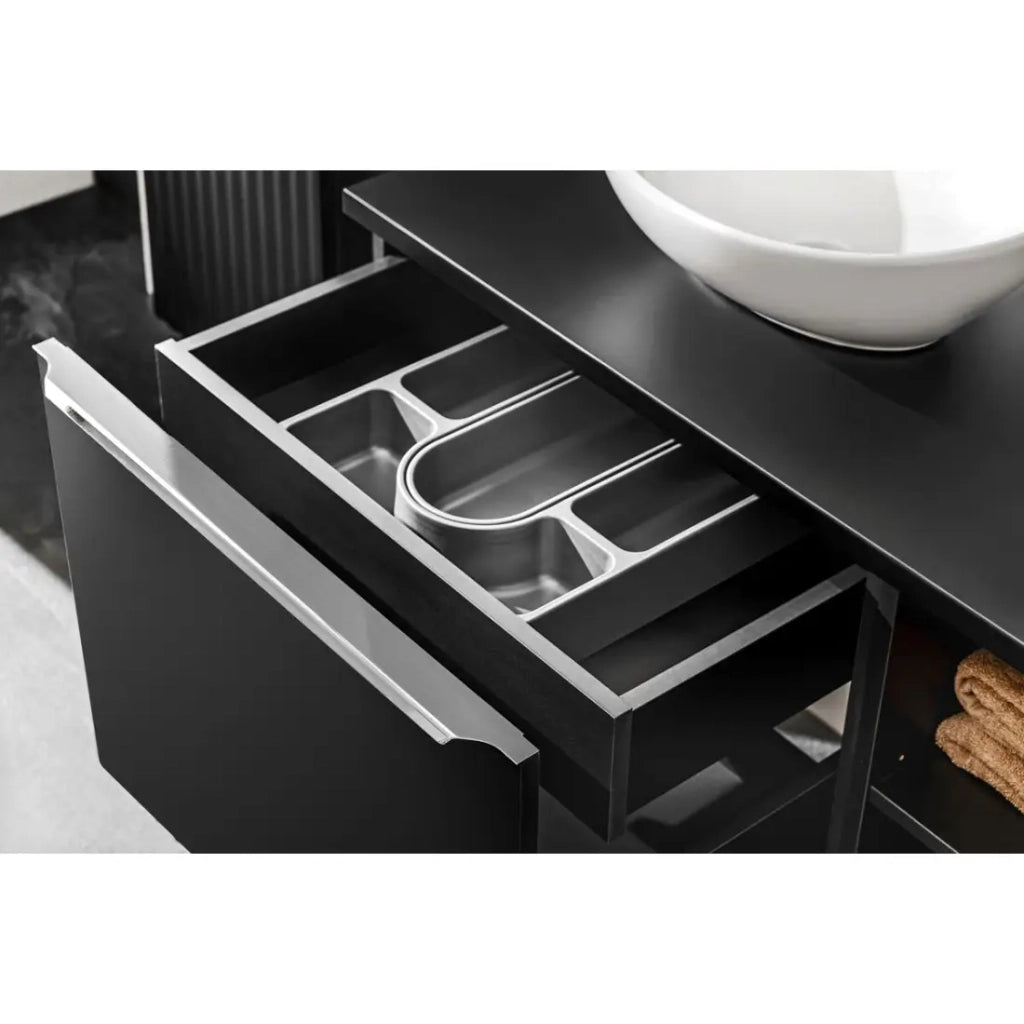 Mobile sottolavabo VANTA 60 cm nero – Modulo sospeso con 2 cassetti