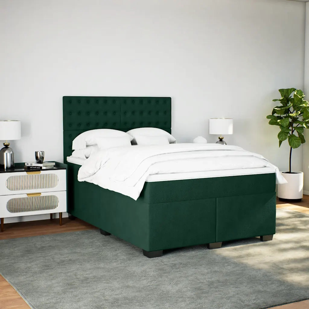 Giroletto a Molle con Materasso Verde Scuro 140x190 cm Velluto 3293221