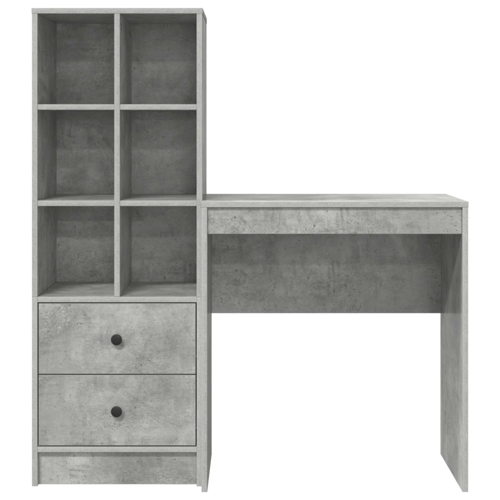Scrivania con cassetto con lo scaffale 2 pcs Grigio cemento 3337308