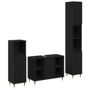 Set di mobili per il bagno 3 pcs Rovere Nero Legno multistrato