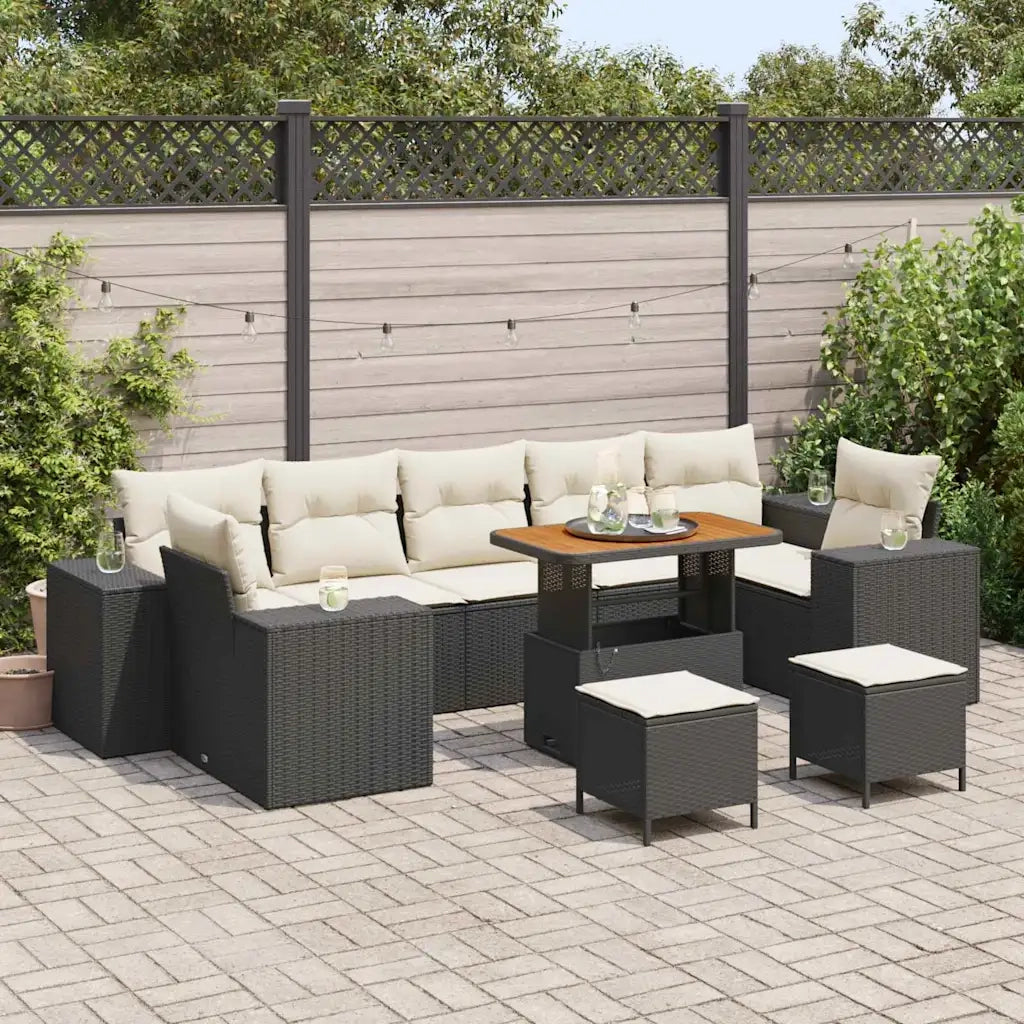 Set Divano da Giardino 10 pcs Nero polyrattan 3361990
