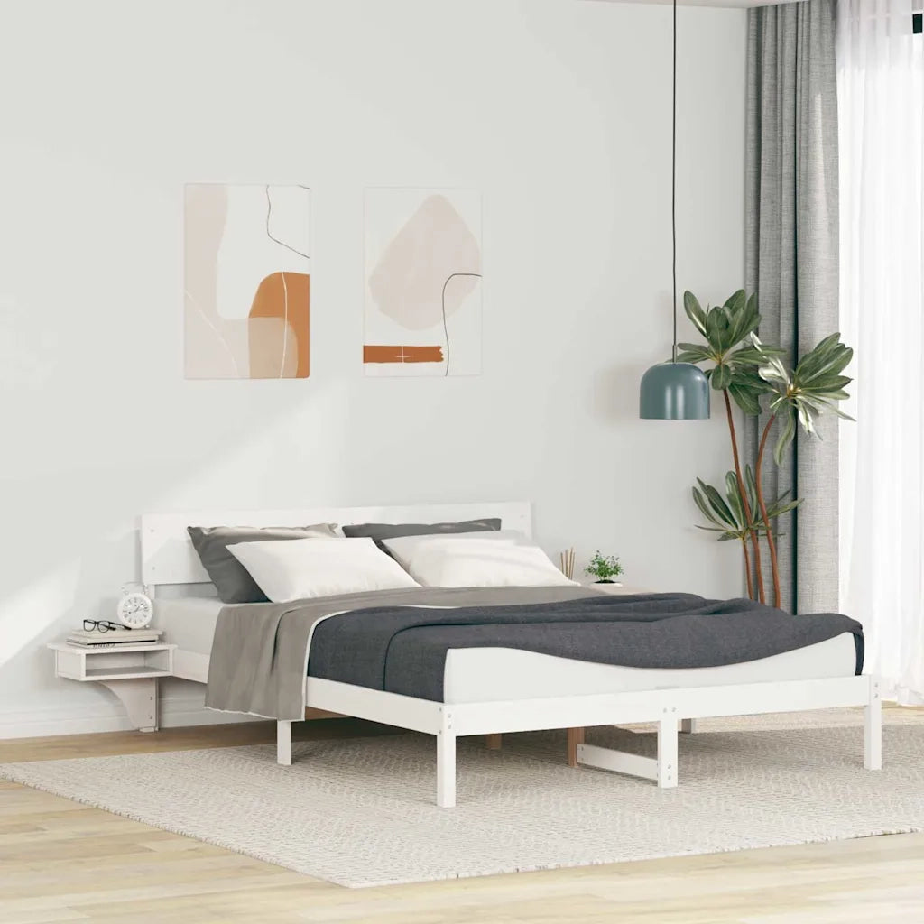 Struttura del letto Bianco 150 x 200 cm Pino massello 873443