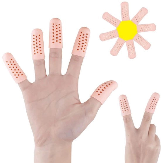 14 protezioni per dita in silicone - 1,7 × 4,5 cm - Protezioni per dita adattive - Facili da utilizzare - Indicate per bolle, dita screpolate e lavoro fisico pesante - Riducono il dolore causato dalla frizione e dall'irritazione - beige