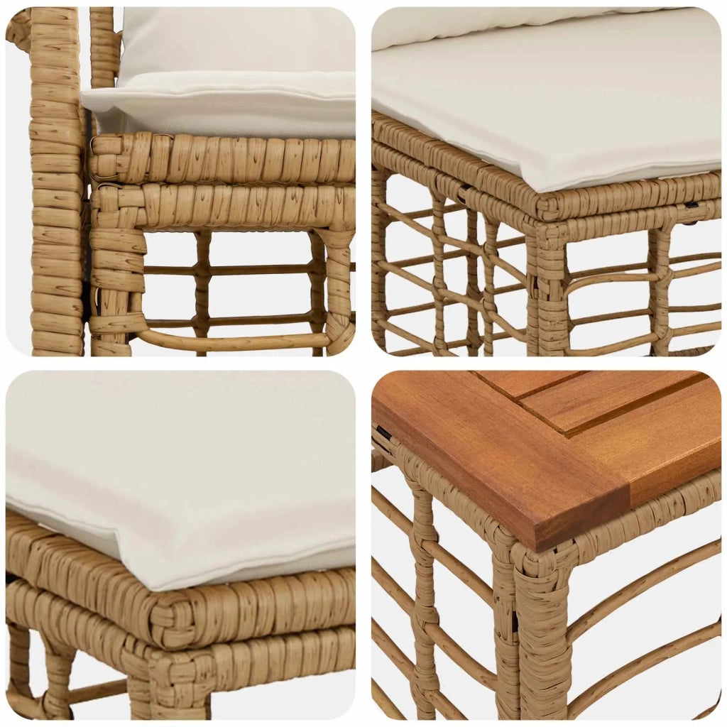 Set Divano da Giardino 13 pz Naturale e Bianco Crema polyrattan 3437828