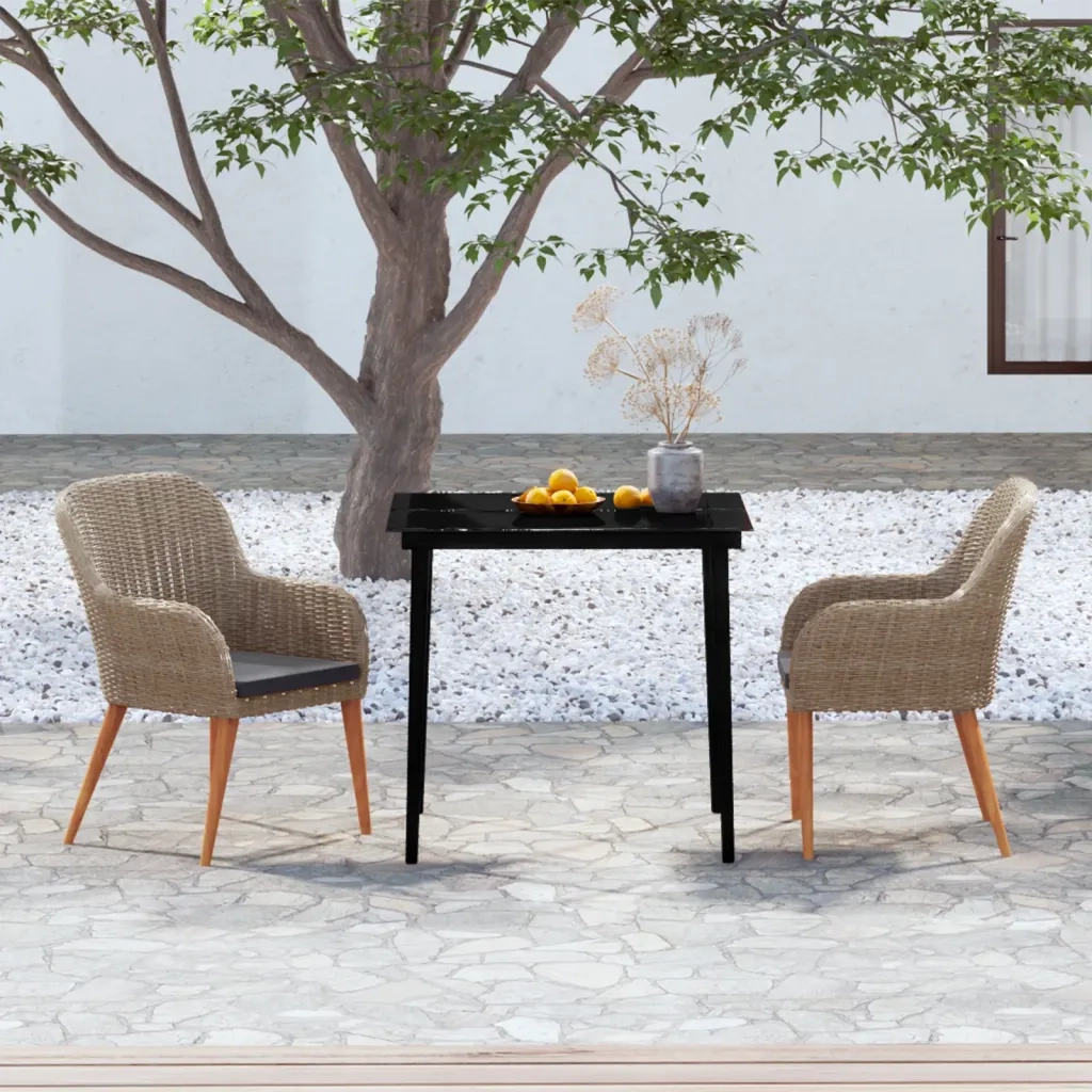 Set da Pranzo da Giardino 3 pz con Cuscini Marrone 3099523